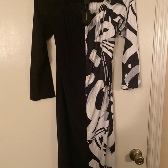 👗✨ASHLEY STEWART BLACK & WHITE GRAFFITI DRESS - Picture 5 of 6